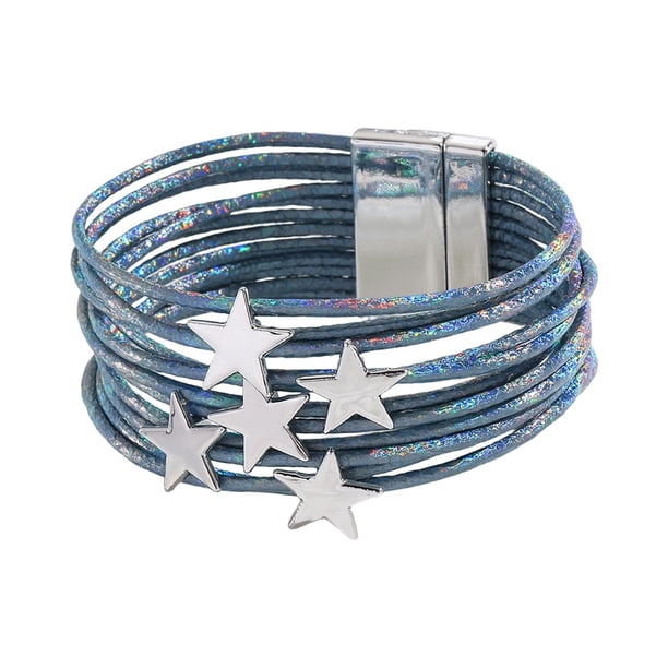 Pulsera rígida para niña, de aleación, , , ideal para fiestas y como accesorio versátil. Azul multicolor