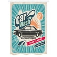 thumbnail image 1 of Retro Stall Shower Curtain, Retro Car Wash Auto Service Repair Poster Style Art in Vintage Color Classic Design, Fabric Bathroom Set with Hooks, 54W X 78L Inches, Multicolor, by Ambesonne, 1 of 1