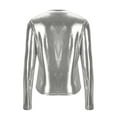 thumbnail image 4 of HongQid Metallic Shirts for Women's Sparkly Disco Party Shiny Tops Long Sleeve Round Neck Tee, 4 of 7