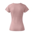 thumbnail image 5 of Yuhangmm Womens T Shirts, Women's Workout Tee for Daily Outdoor Wear - Slim Fit Short Sleeve Yoga Top Lightweight Breathable Athletic T Shirt for Gym Running Training Pink1 M, 5 of 5