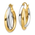 thumbnail image 3 of Auriga Fine Jewelry 14K Two-Tone Gold Double Oval Hoop Earrings for Women (L- 13mm, W- 4mm), 3 of 5