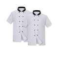 thumbnail image 3 of Jumpingount Uniforme de Chef de manga corta para hombres y mujeres, uniforme de catering de alimentos, accesorio de panadería fino transpirable, ropa de Camisetas Blanco 4XL Jumpingount AP011141-06, 3 of 6