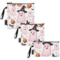 thumbnail image 2 of Haosy 3 Pack Reusable Ziploc Bags BPA Free Healthy Food Storage Bag Leakproof Sandwich Snack Freezer Bags Cute Pink Ghost Pumpkin Bats, 2 of 7