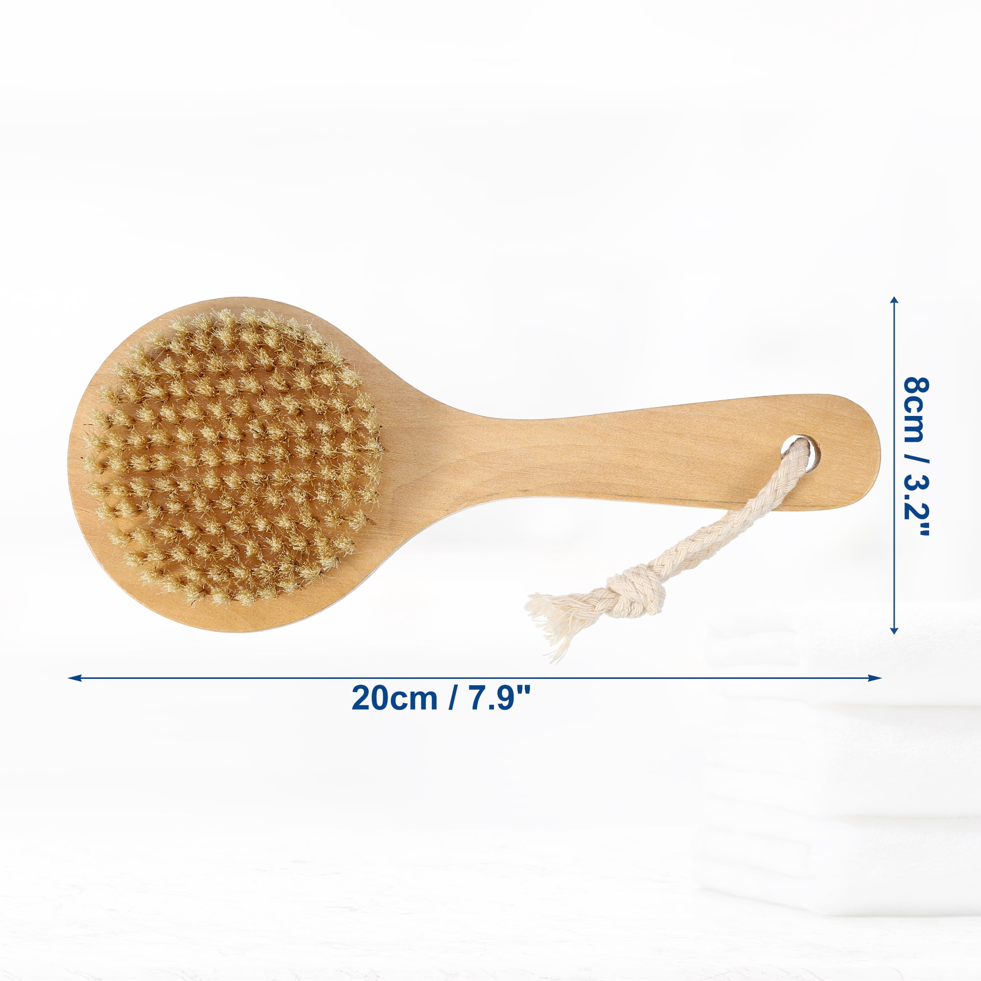 Unique Bargains Bath Brush Back Scrubber Wood for Shower with Short Handle Brown 7.9"