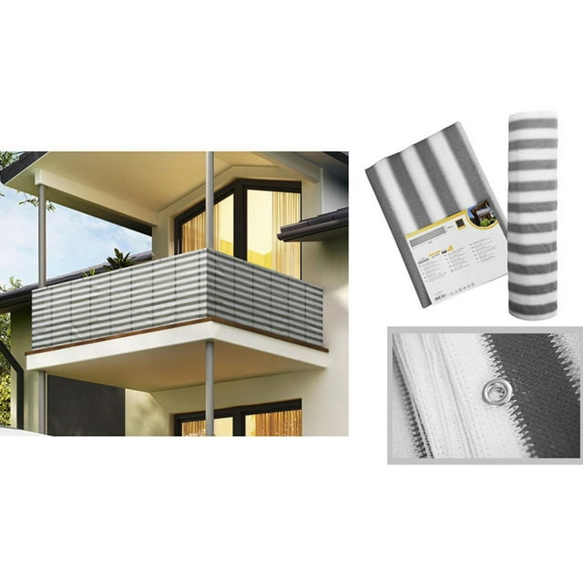 Filet d'Écran d'Intimité pour Clôture Commerciale de Terrasse, Pare-Soleil, Résistant aux Intempéries, Rafraîchissant, Patio, Cour Arrière, Véranda, Patio - Rayé