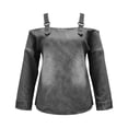 thumbnail image 3 of Women's T-Shirts Off Shoulder Denim Long Sleeve Top with Adjustable Buckle Straps S-XXXL, 3 of 3