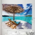 thumbnail image 1 of Valentine Tapestry, Maldives Scenic Seaside View Sunbeds Under Umbrella Romantic Honeymoon Theme, Fabric Wall Hanging Decor for Bedroom Living Room Dorm, 5 Sizes, Brown Aqua White, by Ambesonne, 1 of 1