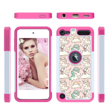 Ipod 5 Protective Flower Case Allytech iPod Touch 7 (2019) Case, iPod Touch 6 Case, iPod Touch 5 Case, 2 In 1 Shockproof Protective Anti-Scratch Drop Proof Case Cover for Apple iPod Touch 7th / 6th / 5th Generation,Unicorn ()