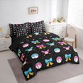 thumbnail image 2 of Manfei Ice Cream Baseball Twin Bedding Sets 7-Piece for Boys Girls,Kids Teens Blue Pink Bow Bedding Comforter Set,Black Reversible,Luxury Bedroom Decor, 2 of 7