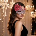 thumbnail image 4 of Red Lace Masquerade Mask for Women 11 X 7 Inch Venetian Masquerade Mask Butterflies Party Accessory for Halloween Party Mardi Gras Events Halloween 1 Pack, 4 of 5