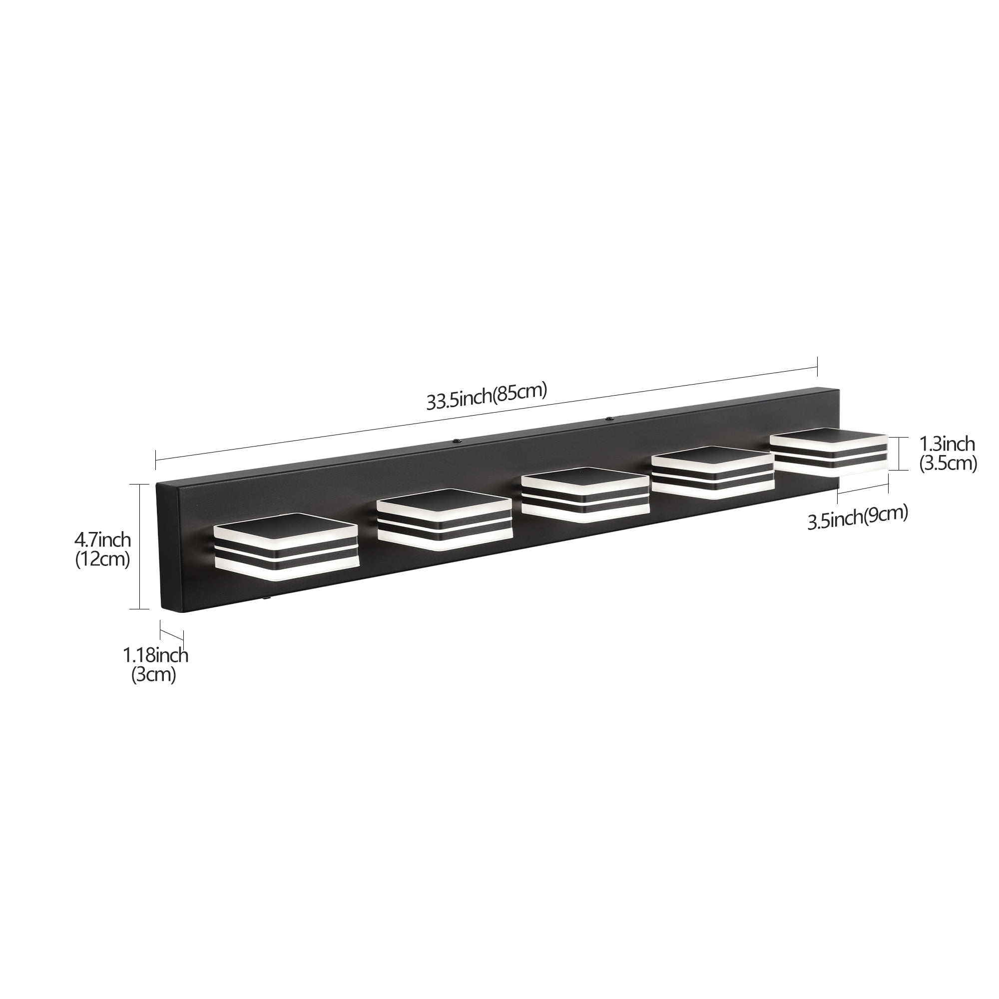 Modern Bathroom Light Fixture with Rotatable Heads 33.5" 5-Light Vanity Light ,Adjustable 5 color temperatures