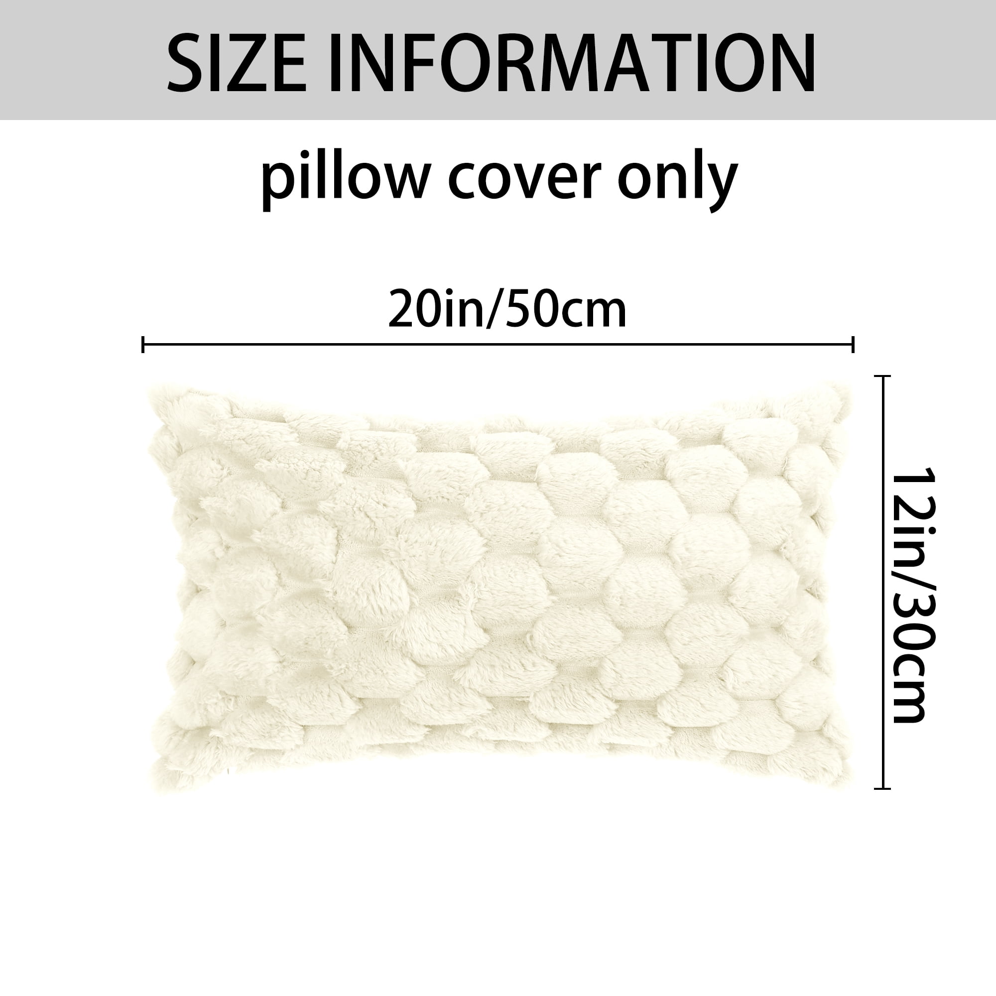 Unique Bargains 2 Soft Throw Pillow Covers Fur Decorative Fuzzy Plush Cushion Covers White 12" x 20"