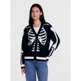 thumbnail image 5 of Women's Halloween Skeleton Graphic Cardigan Sweater from Way to Celebrate, Sizes S-4X, 5 of 6