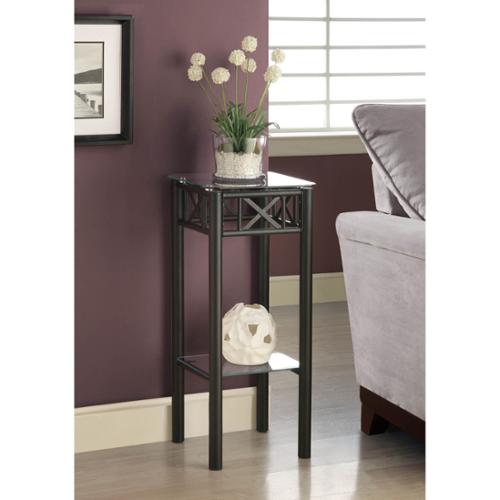 MONARCH SPECIALTIES Tempered Glass Top Black Plant Stand by Overstock