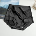 thumbnail image 2 of 3 Packs Women's Underwear Satin Ice Silk Seamless High Waisted Plus Size Briefs Panties for Women, 2 of 3