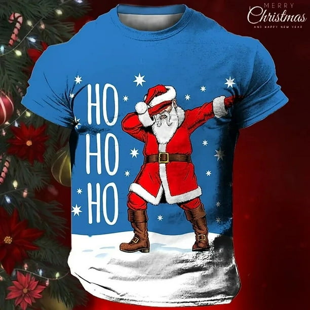 Camiseta de hombre Feliz Navidad alfabeto Santa 3d impreso manga corta cuello redondo pulover ropa de hombre de gran tamano camisetas de dibujos animados Walmart en linea