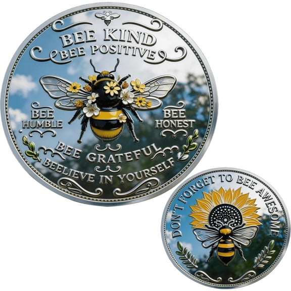 Bee Kind Positivity Commemorative Coin, Bee Happy Mental Health Challenge Coin, Inspirational Mindfulness Token, Gift for Friends Family Daily Positive Reminder