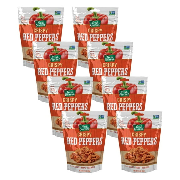 Fresh Gourmet Crispy Red Peppers Crunchy Snack and Salad Topper 3.5 oz (Pack of 8)