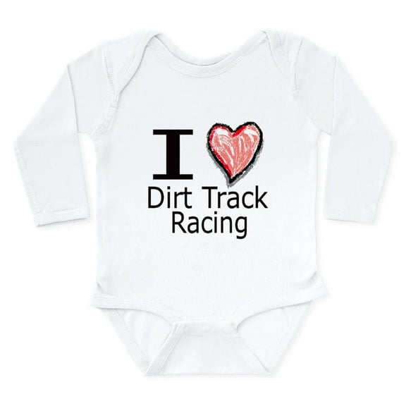 CafePress - I Heart Dirt Track Racing Body Suit - Long Sleeve Cotton Baby Bodysuit