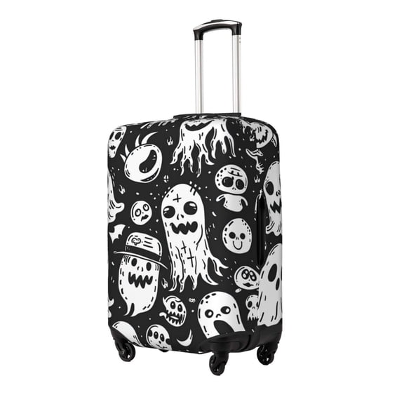 Vsdgher Black White Spooky Ghosts Luggage Cover Suitcase Cover Protector Anti-scratch Suitcase cover Fits 18-32 Inch Luggage(No luggage included)-Small
