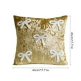 thumbnail image 3 of Cinvoph 18"x18" Velvet Throw Pillow Covers Soft Bow Cushion Cases Christmas New Year Holiday Decor, Decorative Pillow Covers for Couch Sofa Chair Living Room, Warm Holiday Gatherings Decor Gold, 3 of 6