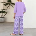 thumbnail image 5 of Two Piece Sets for Women Wide Leg Pants and V Neck Three Quarter Sleeve Shirt Airport Beach Vacation Clothes, 5 of 5
