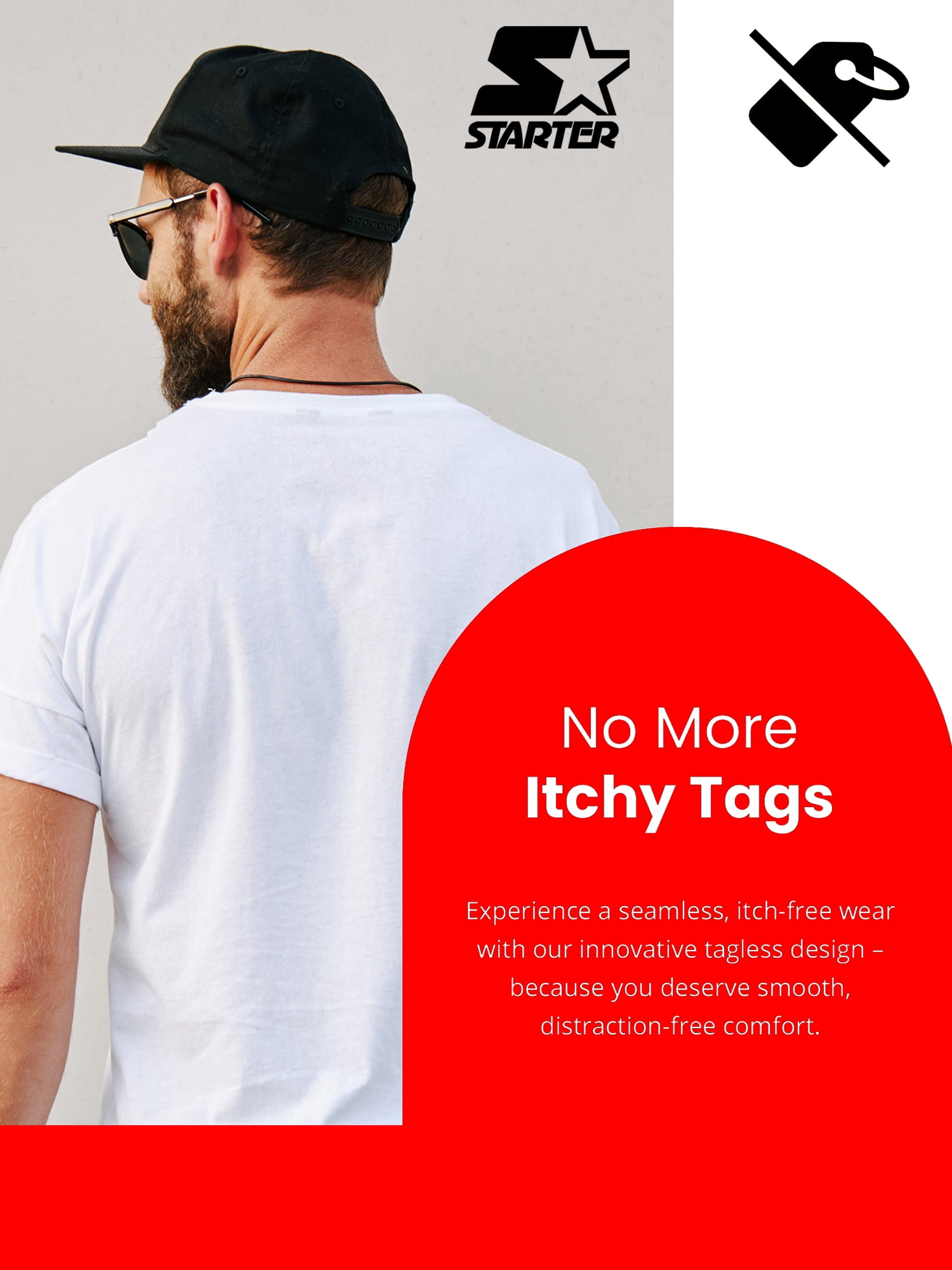Starter Men's V-Neck Tees with Short Sleeves, 6-Pack