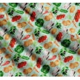 thumbnail image 3 of Soimoi Green Cotton Voile Fabric Stripe & Mixed Veggies Vegetable Printed Fabric 1 Yard 58 Inch Wide, 3 of 7