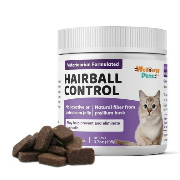 Natural Hairball Control Chews for Cats – Hairball Remedy & Aid with Omega 3 6 Fatty Acids, Zinc, Biotin, Cranberry, and Fiber. Promotes Skin & Coat, Digestive, Urinary Health. 70ct