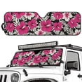 thumbnail image 2 of Yuyamidu Pink Hibiscus Windshield Sunshade for Jeep Wrangler, Foldable Sun Visor Windshield Shade Blocks UV Rays, Tropical Shade Heat Shield Compatible with Jeep Wrangler TJ JK JL 2/4 Door, 2 of 7