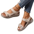 thumbnail image 3 of Yungyresw Womens Comfortable Walking Sandals Arch Support Breathable Casual Shoes Hook And Loop Fashion Lounge Beach Shoes White, 3 of 8