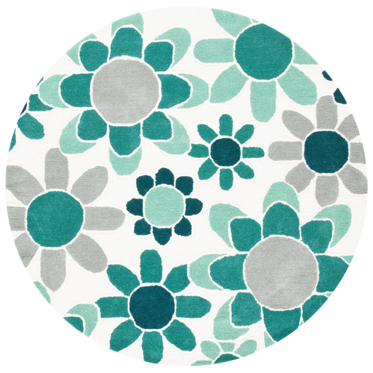 SAFAVIEH Kids Floral Flower Bursts Area Rug, Ivory/Green, 8' x 10'