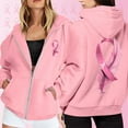 thumbnail image 4 of Breast Cancer Awareness Hoodies for Women 2025 Fleece Lined Zip Up Hoodie with Pockets Hooded Sweatshirt Pullover Tops, 4 of 7