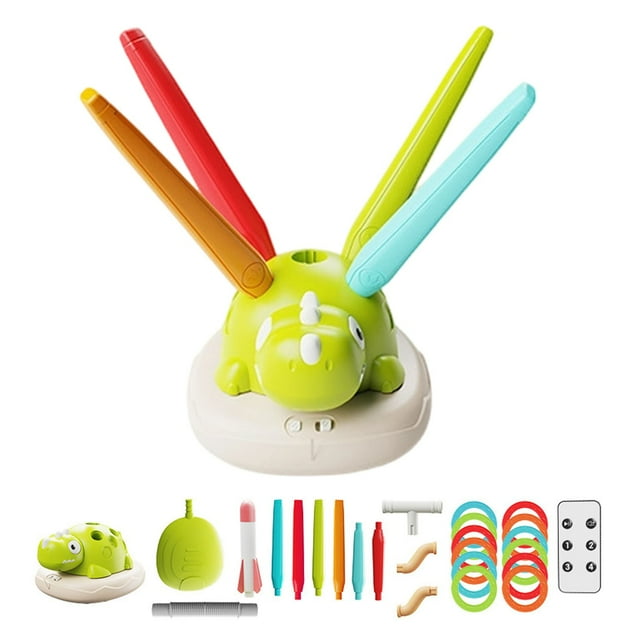 Dinosaur Rocket Toy, 3-In-1 Active Play Set with Jumping Pole And Ring Toss, Remote Control Sports Game for Indoor And Outdoor Fun, Active Entertainment Toy