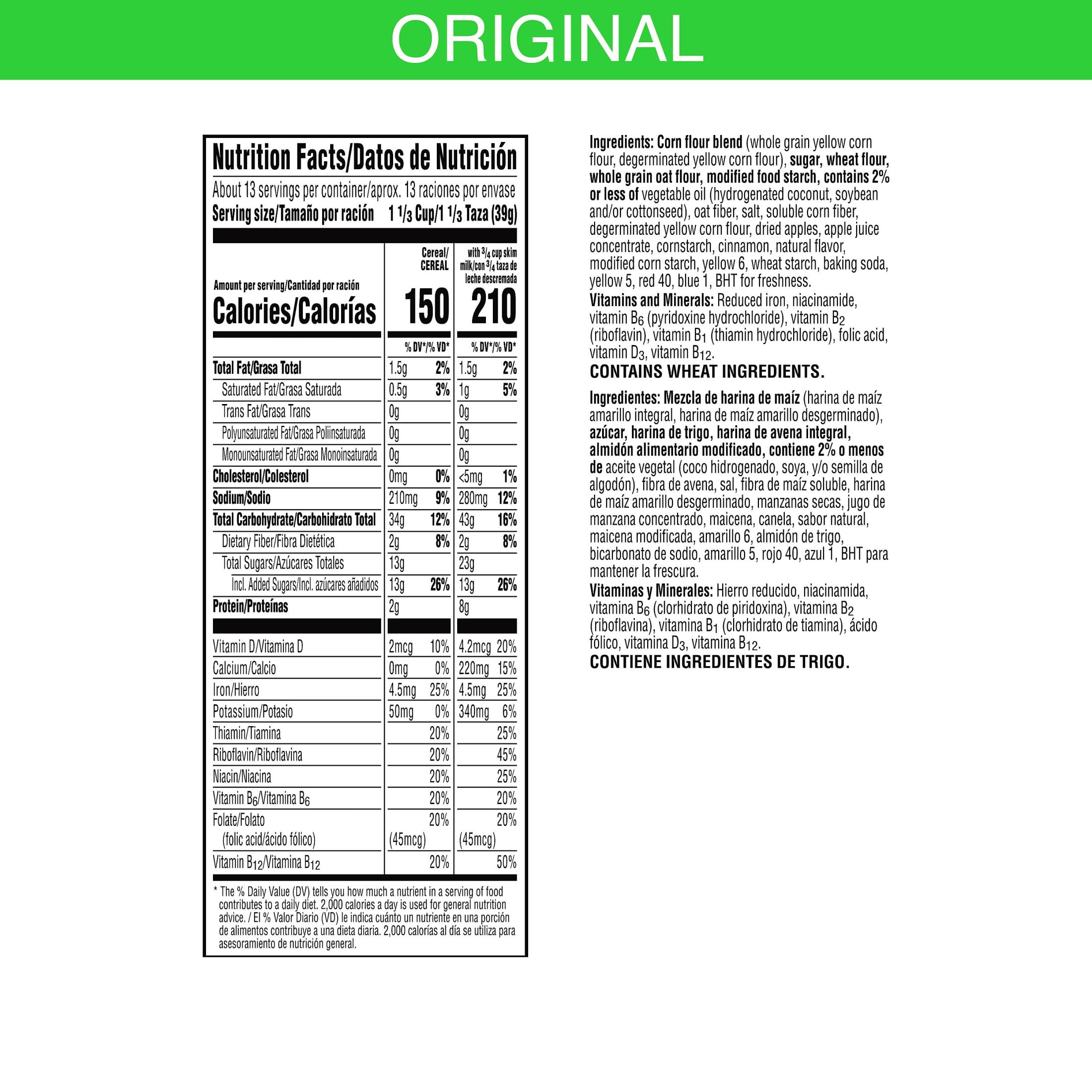Kellogg's Apple Jacks Breakfast Cereal, Kids Snacks, Family Breakfast, Family Size, Original, 18.4oz Box (1 Box)
