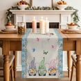 thumbnail image 2 of Table Runner 108 Inches Long for Kitchen Dining, Easter Dresser Scarf Farmhouse, Dining Table Decorations for Wedding/Parties, Spring Gnomes Flowers Rabbit Eggs Blue Check 13 x 108 In, 2 of 8