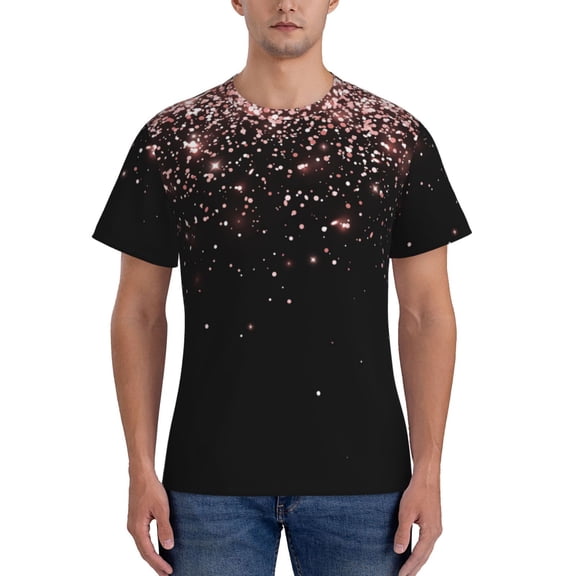 Naloa Rose Gold Glitter1 Men's T-Shirt Sport T-shirt Men's Basic Tee Casual Men's Shirt, Round Neck, Short Sleeves - Small
