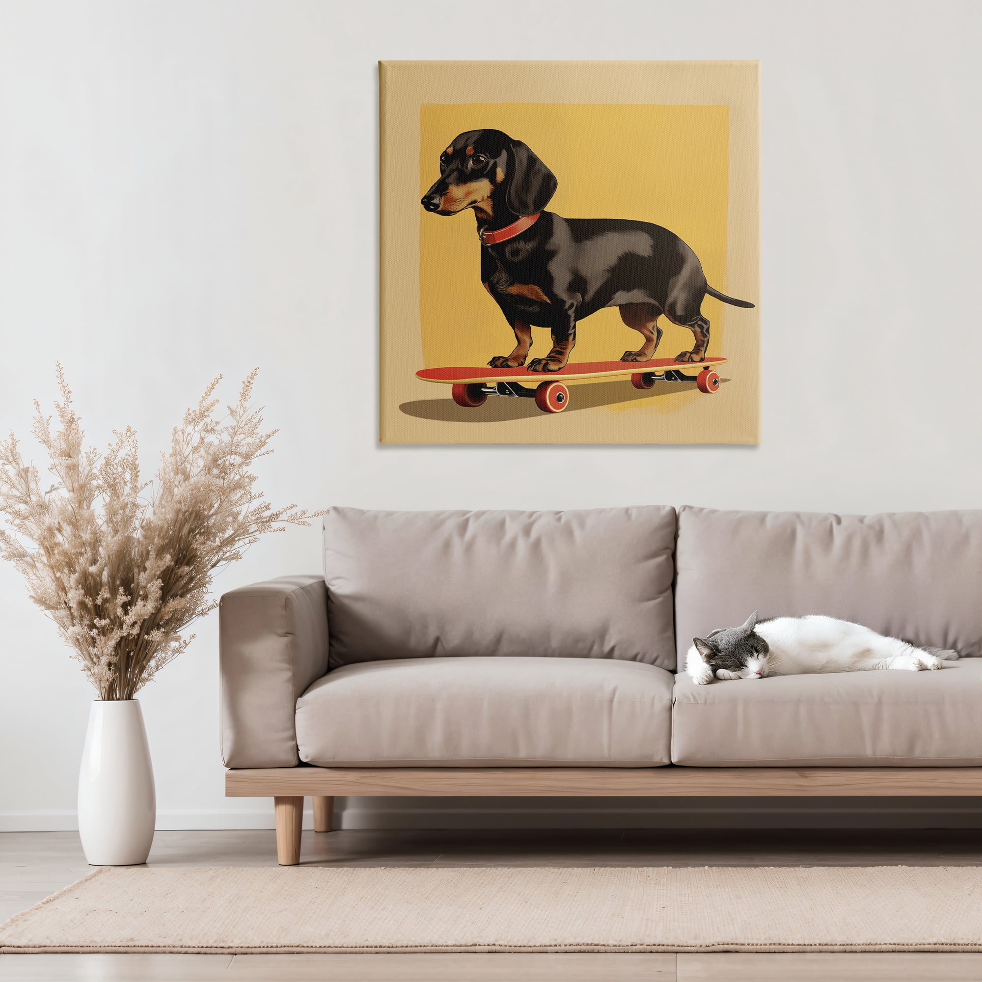 Stupell Industries Dachshund on Red Skateboard Canvas Wall Art, design by Andreas Magnusson