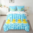thumbnail image 3 of Manfei Cartoon Yellow Duck Bedding Comforter Set 7 Pieces for Child, Blue Swimming Pool Full Bedding Set, Kawaii Summer Animal Reversible Fitted Sheet Flat Sheet, Luxury Bedroom Decor, 3 of 8