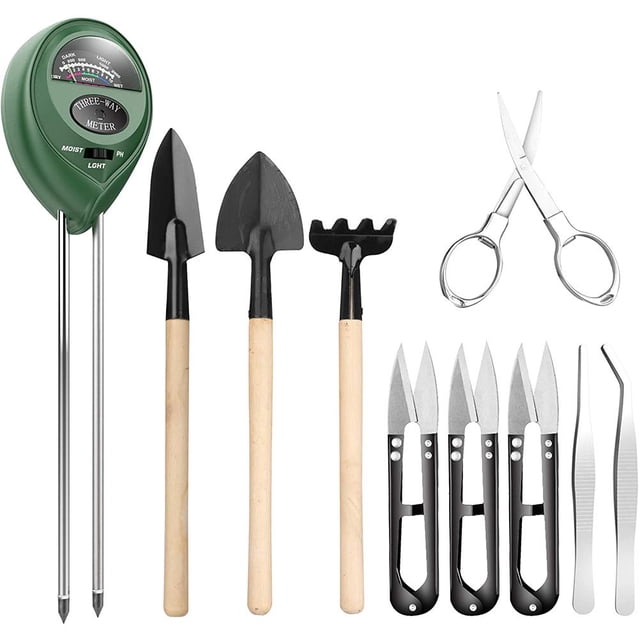 Suelo Con Herramientas Bonsai Para Probar La Humedad, La Luz Solar Y El Ph 3 En 1, Kits De Herramientas De Jardinería Para El Cuidado De Las Plantas 10 Unids/Set Medidor Yuarrent HA035025-00