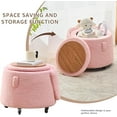 thumbnail image 6 of Mxfurhawa Modern Velvet Storage Ottoman – Vanity Stool with Backrest & 5 Rolling Wheels, Small Footstool for Makeup, Bedroom, or Extra Seating (Pink), 6 of 6