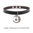 thumbnail image 3 of Pu Choker Necklace PU Leather Goth Choker Collar with Star and Moon Pendant Steampunk Punk Goth Collar Adjustable Size, 3 of 4