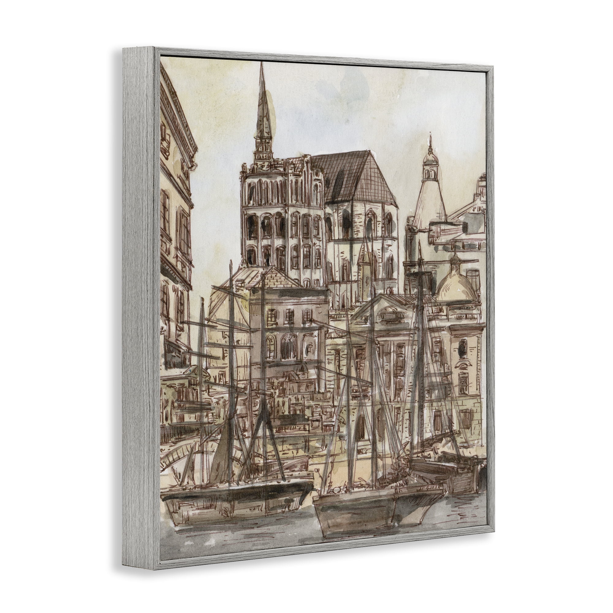 Stupell Industries Harbor of Salted Remnants Gray Framed Giclee Art, design by Melissa Wang