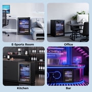 Simzlife 100 Can Beverage Refrigerator and Cooler with Glass Door for Home, 18.8 in D, 25 in H, Black