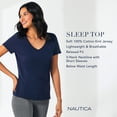 thumbnail image 4 of Top de pijama Nautica para mujer, cuello en V, manga corta, algodón, 4 of 6