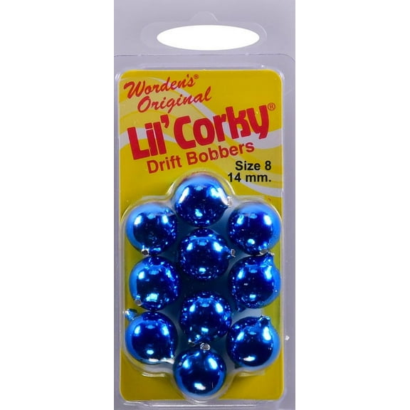 Yakima Bait Worden's Lil' Corky 1/2" Drift Bobbers Fishing Lure, Metallic Blue, Size 8, 10 Count, 652 MBLU