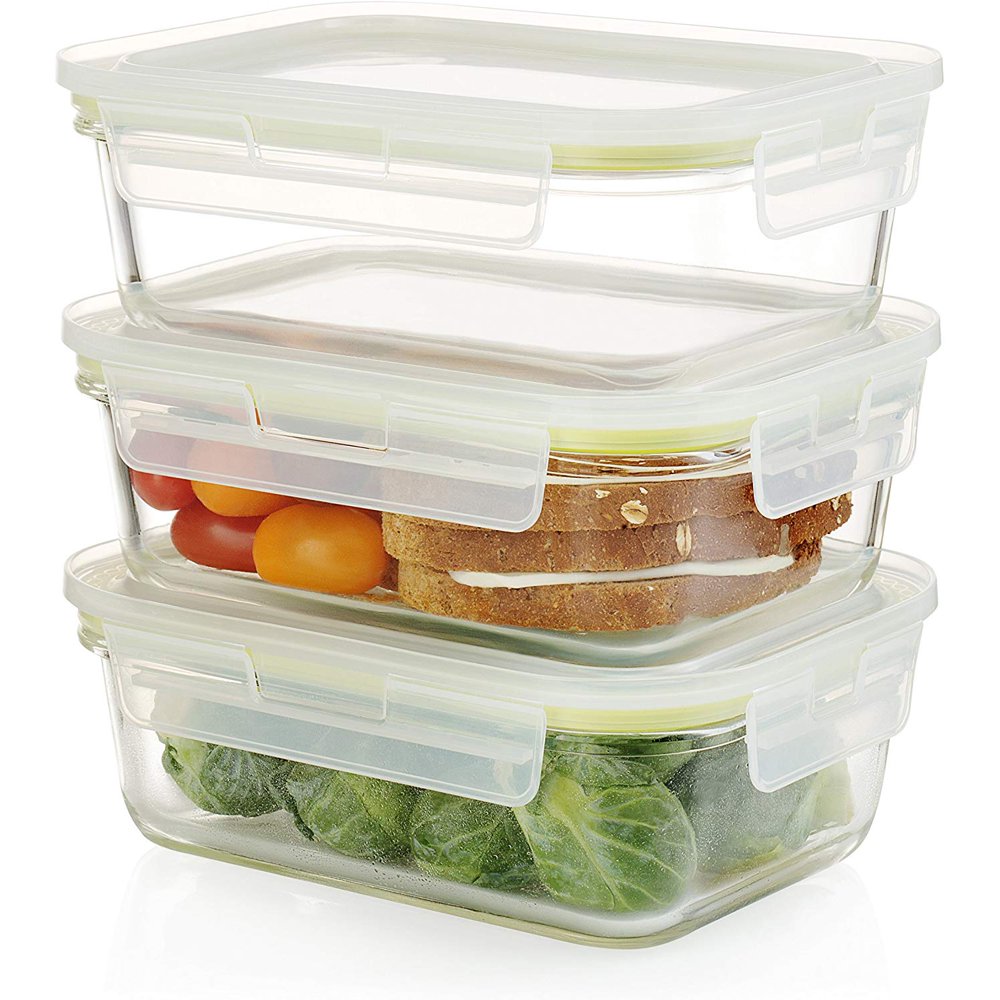 Komax Glass Food Storage Containers Rectangular (35 oz), Set of 3