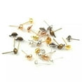thumbnail image 4 of U8MO 100 pcs Half Ball 4mm Earring Ear Post Stud with Loop & Stopper Dangle Earring-Bronze, 4 of 9