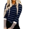 thumbnail image 3 of HUBERY Women Striped Printed Color Block Spliced Crew Neck Long Sleeve Top, 3 of 5
