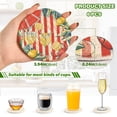 thumbnail image 2 of Yayeee 6 PCS Drink Coasters with Holder Set Woven Absorbent Round Tabletop Hot Pad, White Striped Lemon, 2 of 7
